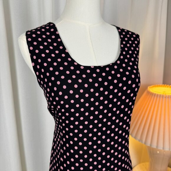 Vintage 90s Polka Dot Bias-Cut Crepe Midi Dress sz Large/12-14 - Picture 6 of 11